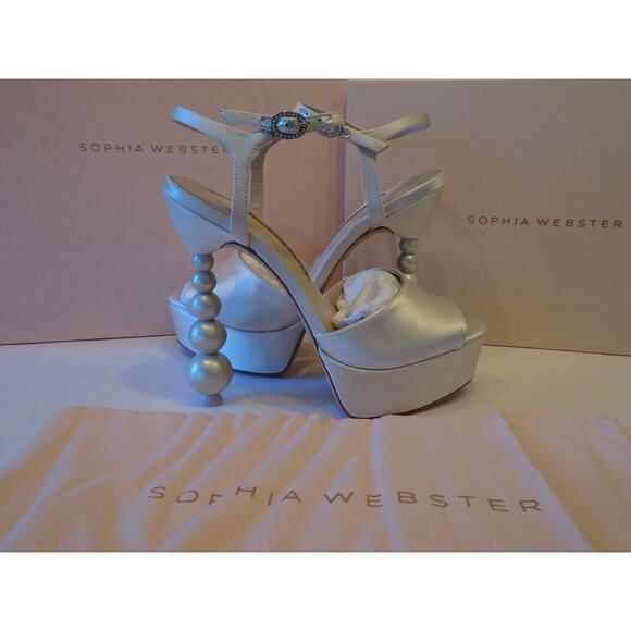 Sophia Webster Women's Cream Perla Pearl Crystal Platform Sandals 38 NIB 770 - Picture 4 of 11